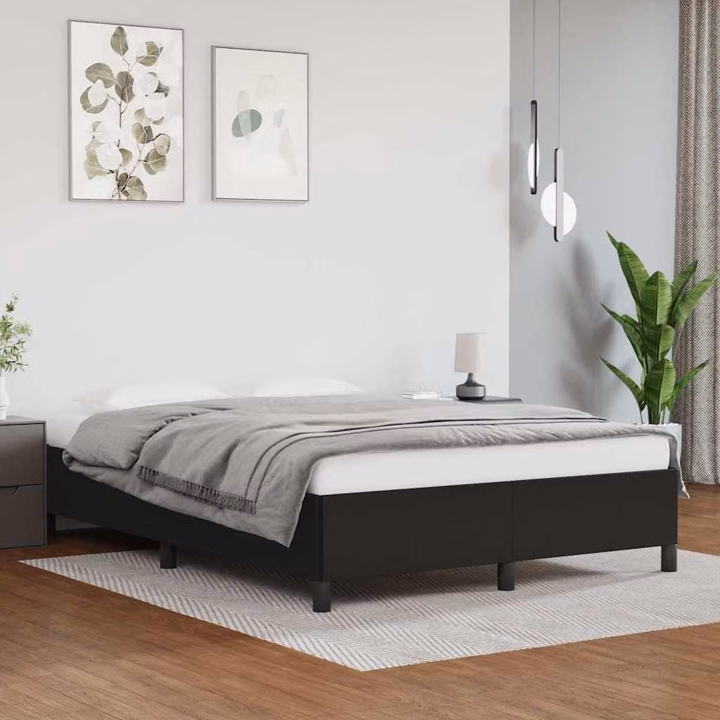 vidaXL Giroletto imbottito in similpelle nero con doghe in legno L/P: 140 x 200 cm