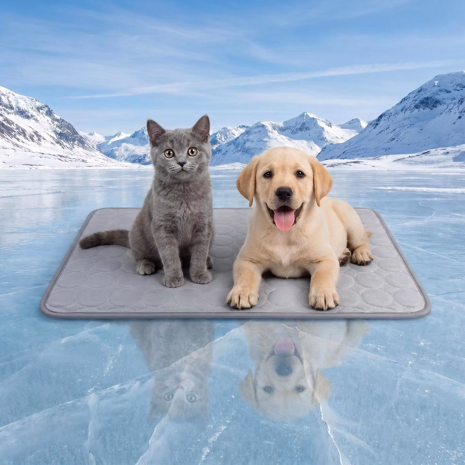 Tappetino refrigerante per cani e gatti, dimensioni 50 x 40 x 1 cm. Autorefrigerante, traspirante, lavabile in lavatrice
