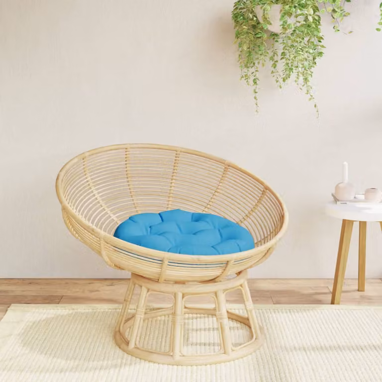 vidaXL Cuscino Rotondo Blu in Poliestere con Riempimento in Silicone, Ø 60 x H 11 cm