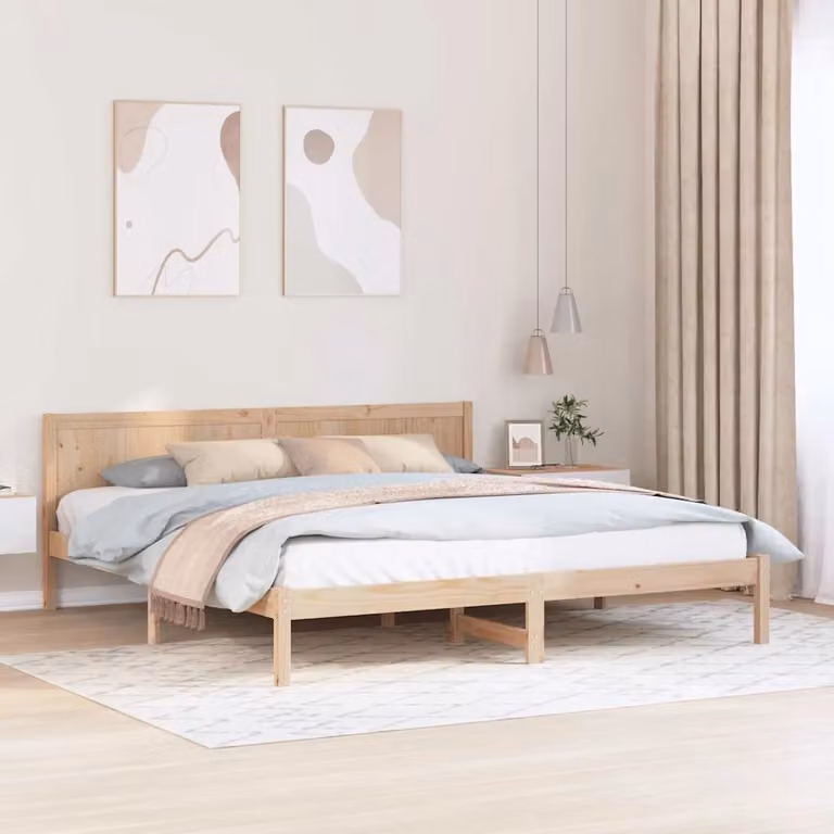 Struttura del letto vidaXL in legno massello di pino marrone L/P/H: 180 x 200 x 10d cm