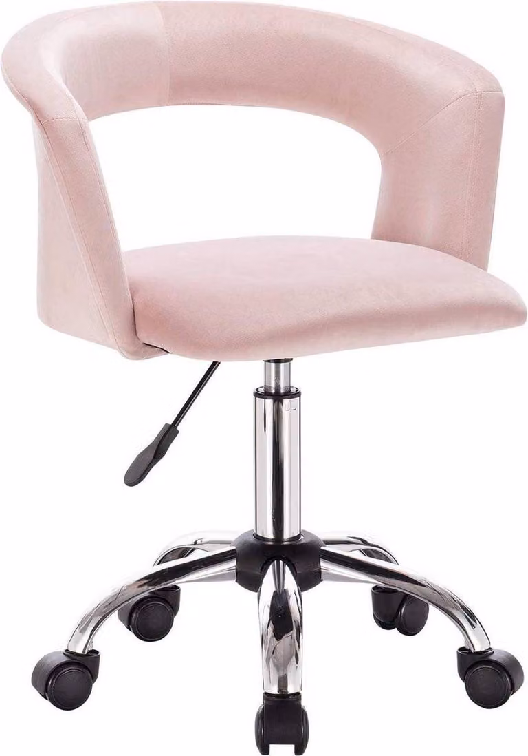 Sedia da ufficio Deluxe con rotelle - Velluto - Sedia da ufficio ergonomica per adulti - Regolabile in altezza - Rosa