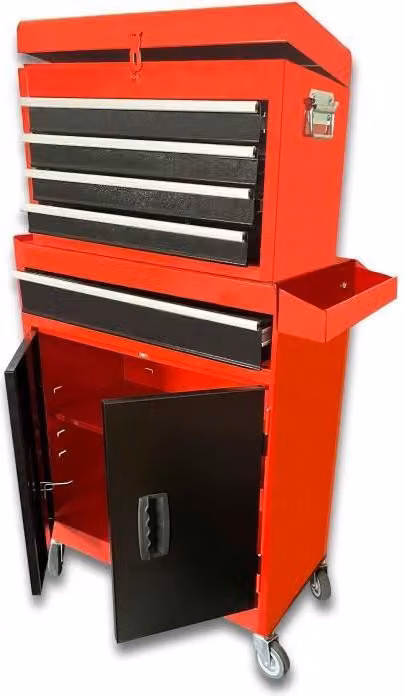 Carrello da officina con 7 cassetti in metallo, vano portaoggetti vuoto, 103x52x29 cm, carico massimo 45 kg