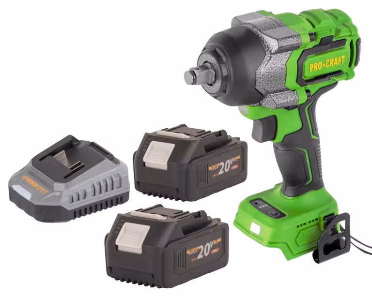 Avvitatore a impatto a batteria Procraft PWA36bb 20 V 850 Nm 1/2" Brushless + 2x batteria 4,0 Ah + caricabatteria