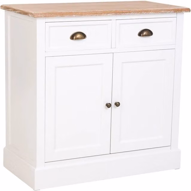 Mobile da ingresso in legno bianco 2 cassetti e 2 ante 82x39,5x80h cm