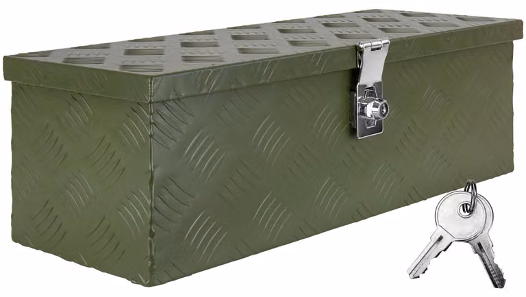 Scatola per Strumento Verde Cassetta degli attrezzi Cassone per camion Scatola di Alluminio Cassone per rimorchio con coperchio Chiudibile a chiave D025 trucky