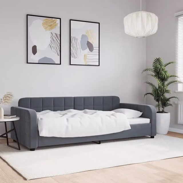 Letto moderno vidaXL con struttura imbottita in colore grigio per soggiorno o camera da letto – 1