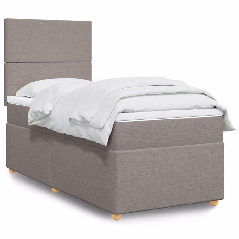 vidaXL Giroletto a Molle con Materasso in Tessuto Tortora L/P: 100 x 200 cm