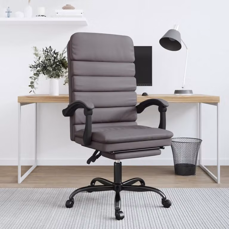 The Living Store Sedia da ufficio con funzione massaggio Similcuoio grigia