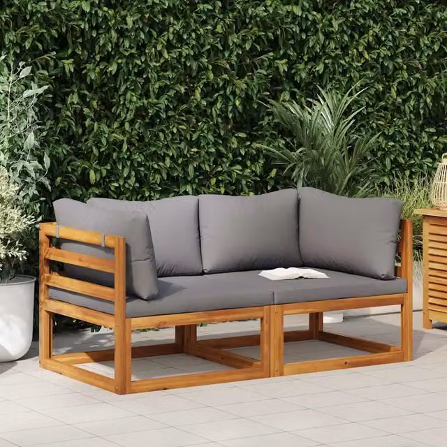 Divano componibile-Divani Angolari Modulari 2 pz con Cuscini Grigio Scuro