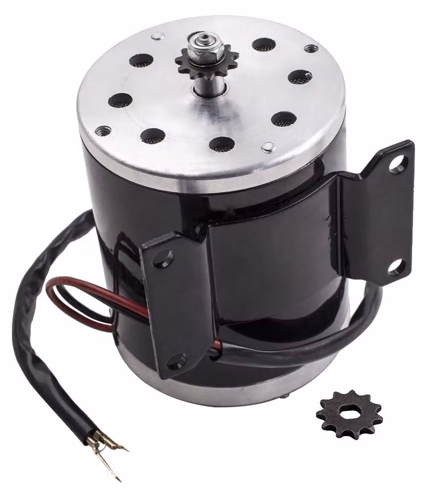 Motore elettrico, potenza nominale di 500W, tensione di esercizio di 24V, compatibile con go-kart elettrici, componenti metalliche di alta qualità, dimensioni compatte: 18cm x 10cm x 8cm