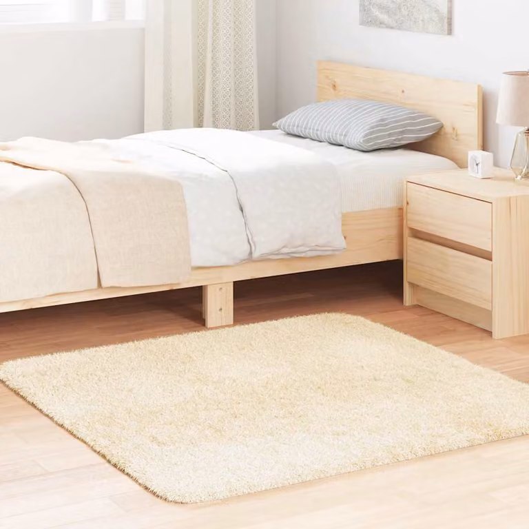 Tappeto Shaggy a Pelo Lungo vidaXL NAVARRA Crema Beige in Poliestere L 120 x L 120 cm