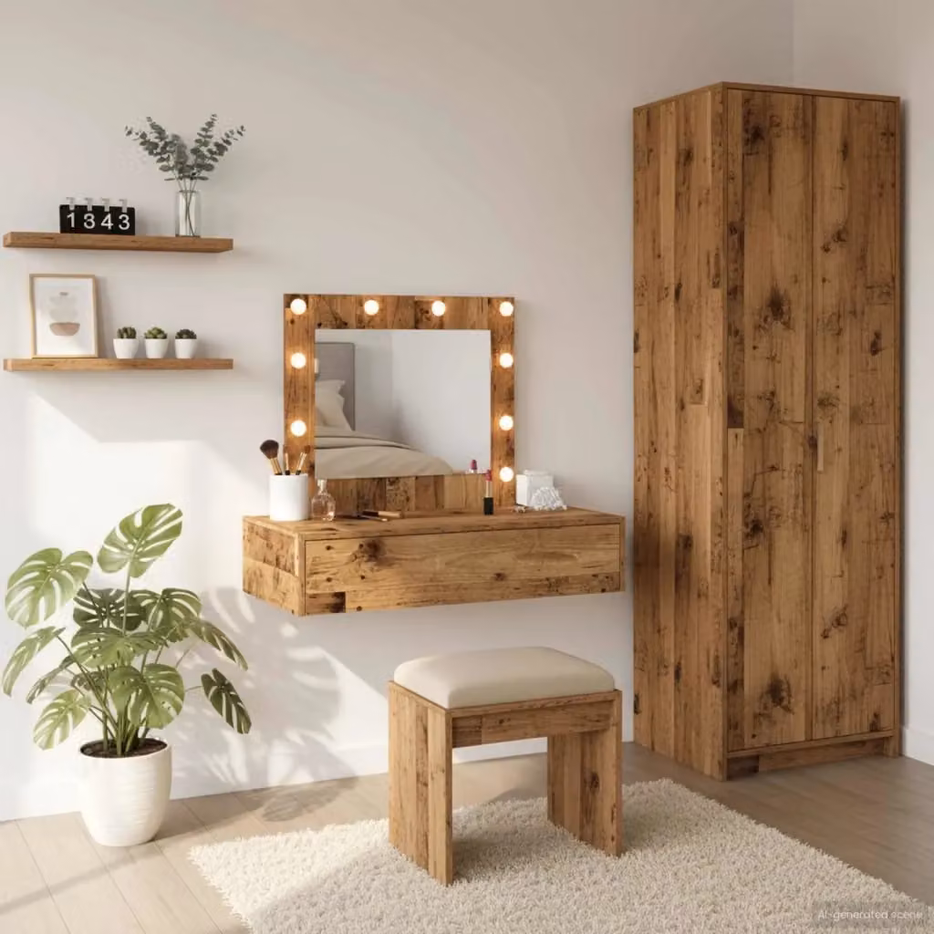 Toeletta moderna in legno multistrato marrone, L 83 x P 40 x H 70 cm – 2