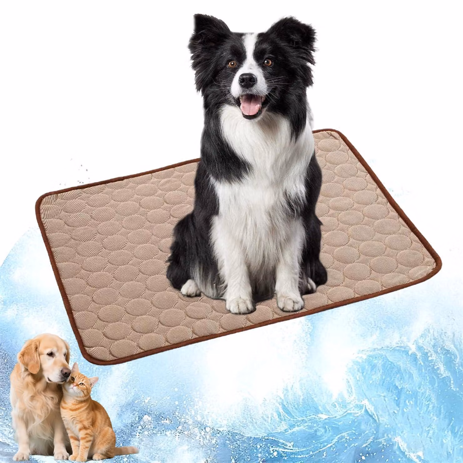 Tappetino refrigerante per animali domestici, 70 x 55 cm. Telo refrigerante per cani e gatti, colore marrone