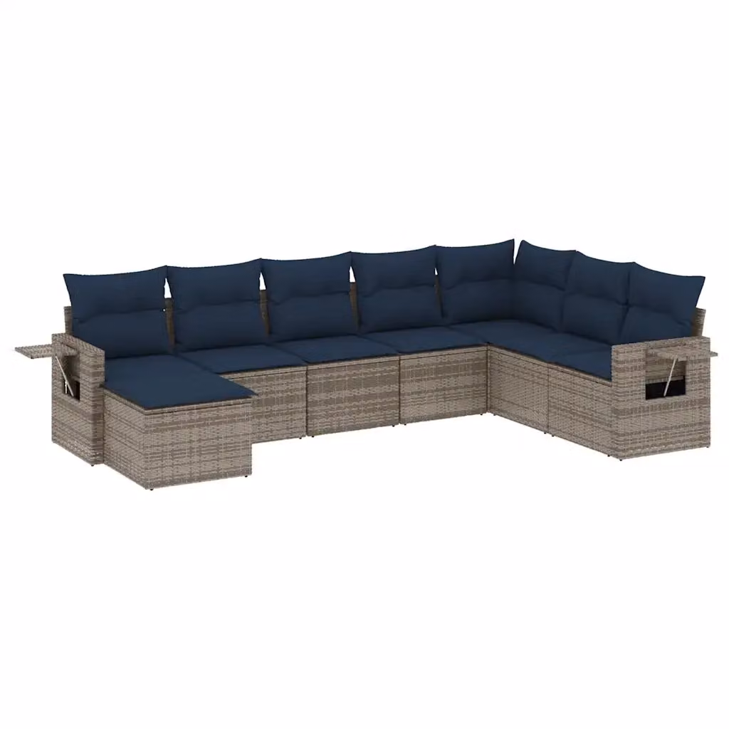 Set da giardino componibile a L vidaXL in polyrattan grigio con 8 pezzi e cuscini inclusi – 2
