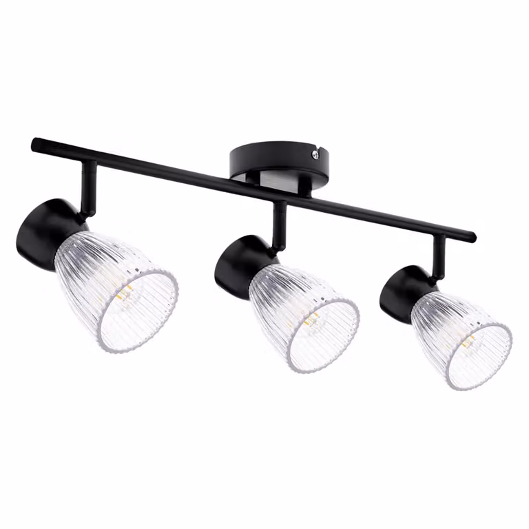 Lampada da soffitto nera con tre paralumi in vetro Best 3xE14 40W Milagro