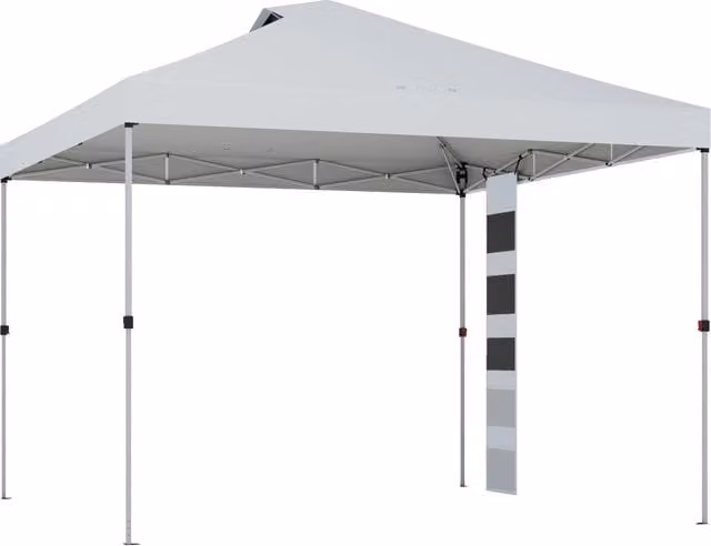 Gazebo Pop Up da Giardino 293x293x272 cm con Tasche Portaoggetti e Sacchi di Sabbia in Tessuto Oxford Bianco