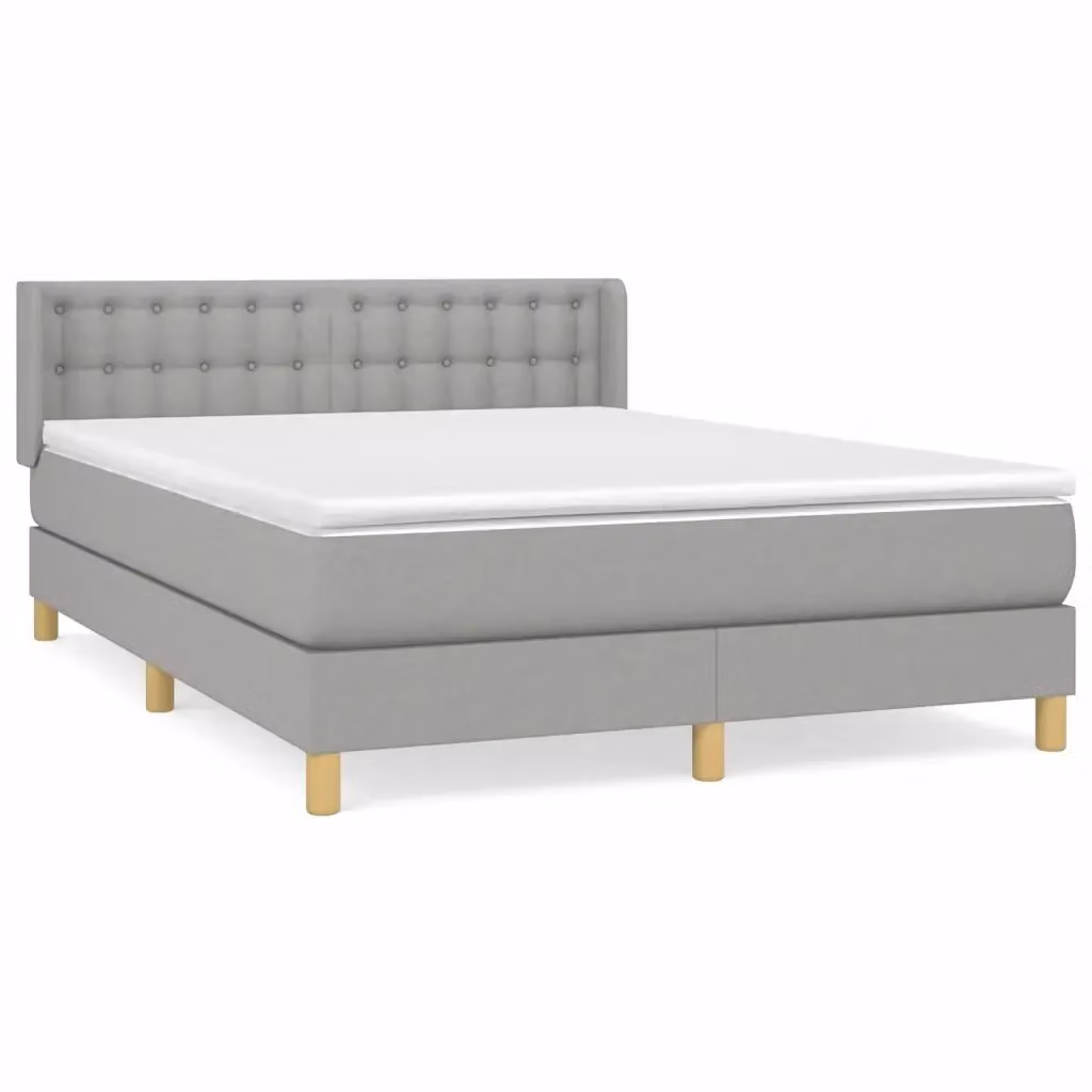 Letto Ibrido vidaXL con Materasso a Molle in Tessuto Grigio e Bianco L/P/H: 203 x 147 x 88 cm – 2