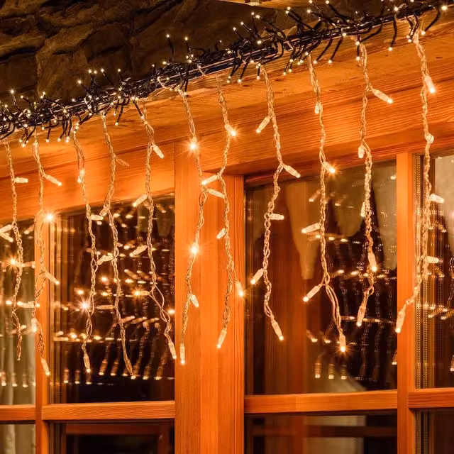 Tenda luminosa con LED Top Eventi Store, cavo trasparente prolungabile, colore bianco caldo – 1
