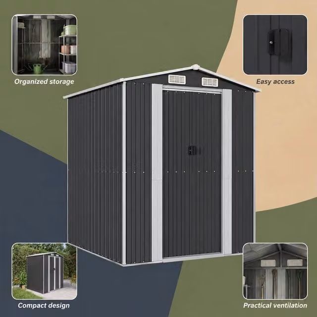 Garden Shed, Anthracite, 192x191x223 Cm, Galvanized Steel
