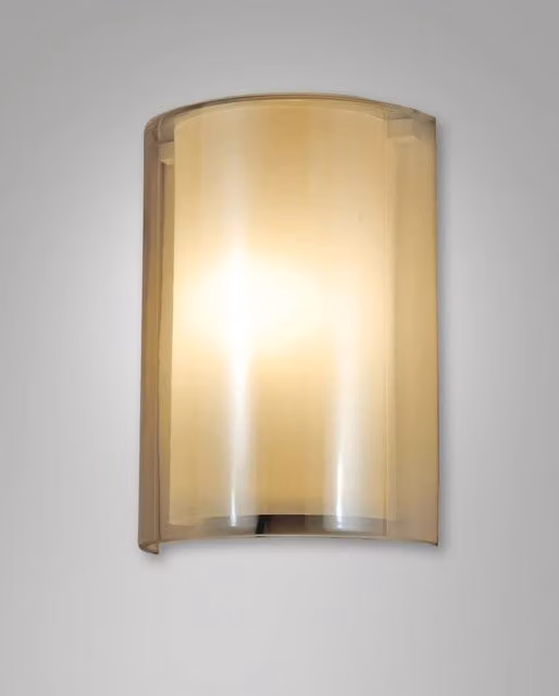 Lampada da Parete Maribel Illuminazione in Metallo e Vetro Ambra e Trasparente, Attacco E27, L/P/H: 23 x 11,5 x 32,5 cm