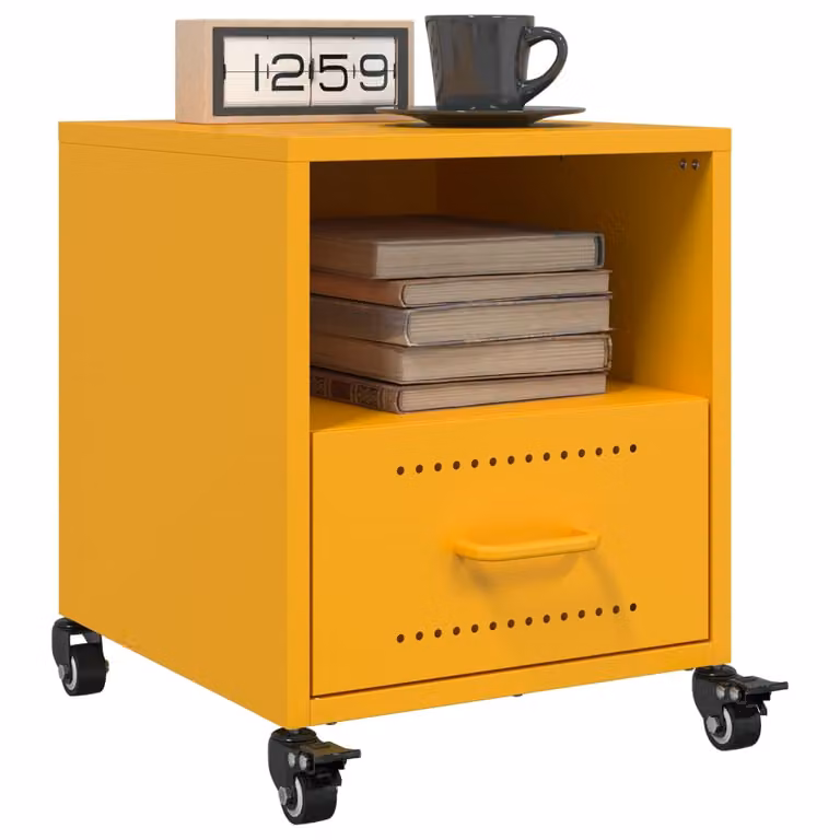Set di 2 comodini vidaXL in metallo giallo opaco L/P/H: 36 x 39 x 43,5 cm