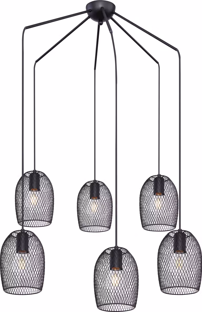 Globo Lighting lampada a sospensione in metallo nero, 6x E27