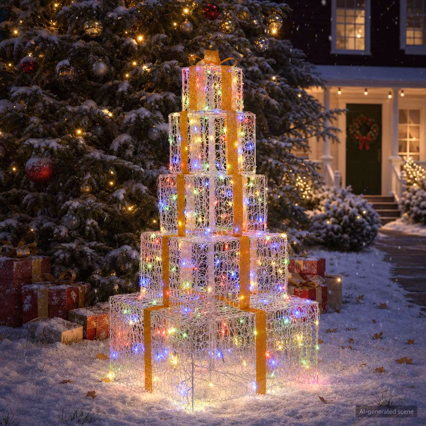 vidaXL Decorazioni Natalizie Pacchi Regalo Impilabili con 250 LED Multicolore RGB