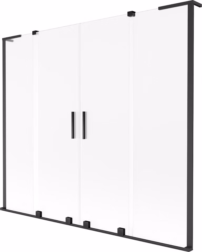Mexen Velar L Duo paratia vasca da bagno a 2 ante scorrevoli 200 x 150 cm, gelo, nero - 896-200-003-32-70