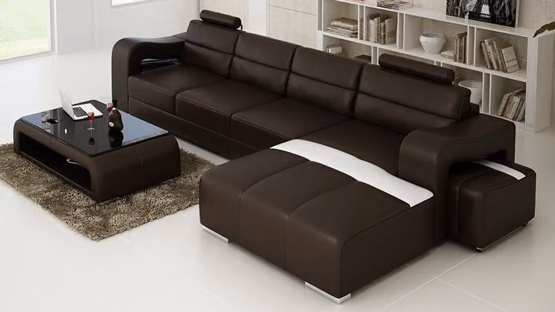 Couch Polster Garnitur Wohnlandschaft Design Ecksofa Leder L-Form Sofa Eck