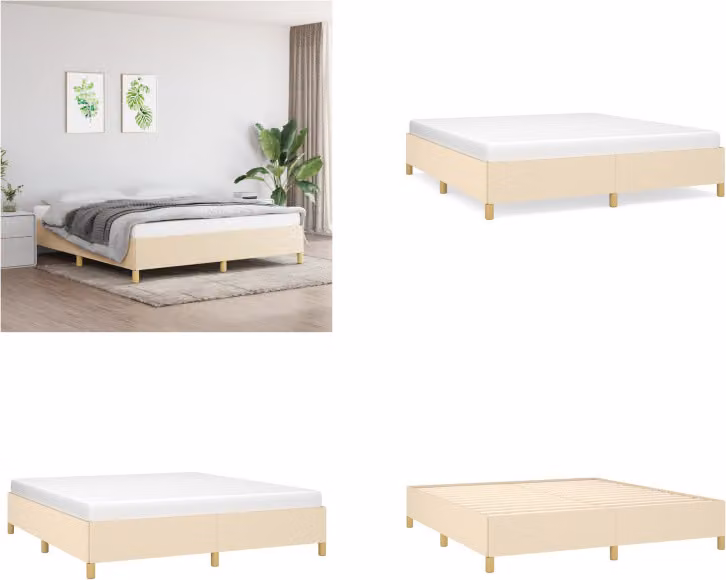 vidaXL Struttura letto crema 160x200 cm in tessuto - Struttura letto - Cornici letto - Struttura letto - Letto