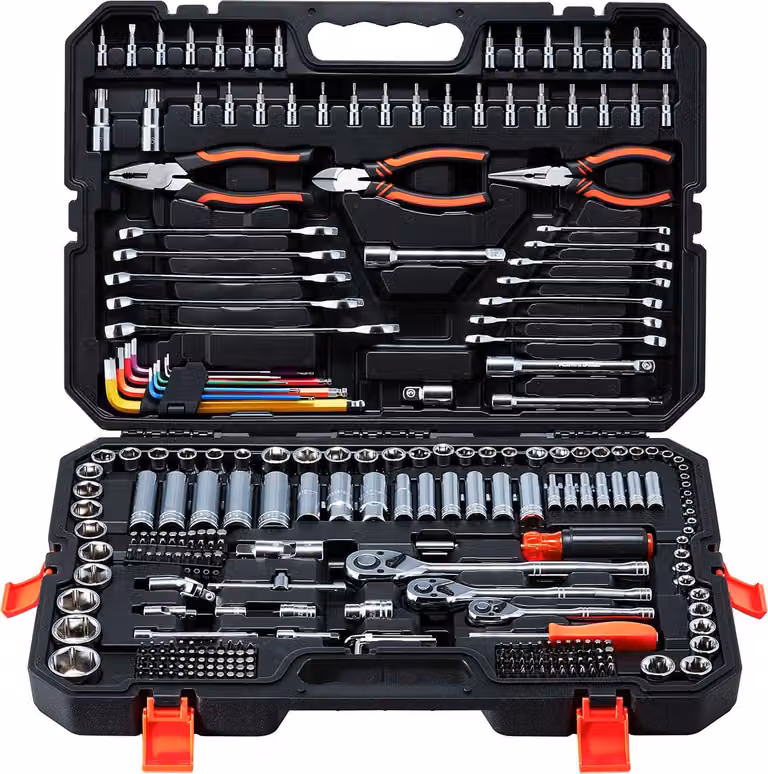SucceBuy Set di chiavi a bussola da 314 pezzi con 1/4, 3/8 e 1/2 pollici, cassetta con cricchetto reversibile, chiavi a bussola e set di punte – Set di utensili versatile per riparazioni e lavori di bricolage