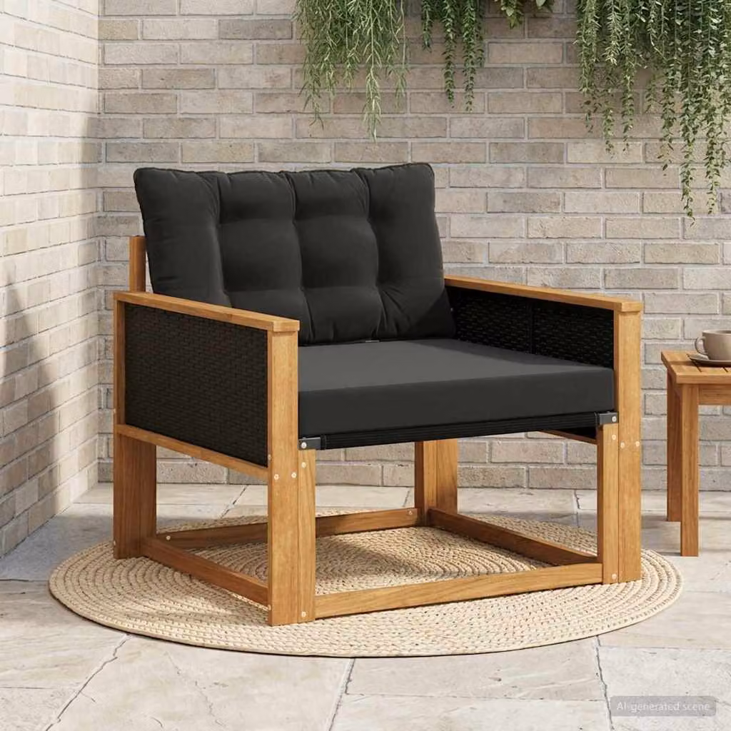 Sedia da giardino moderna vidaXL in legno di acacia massello e textilene