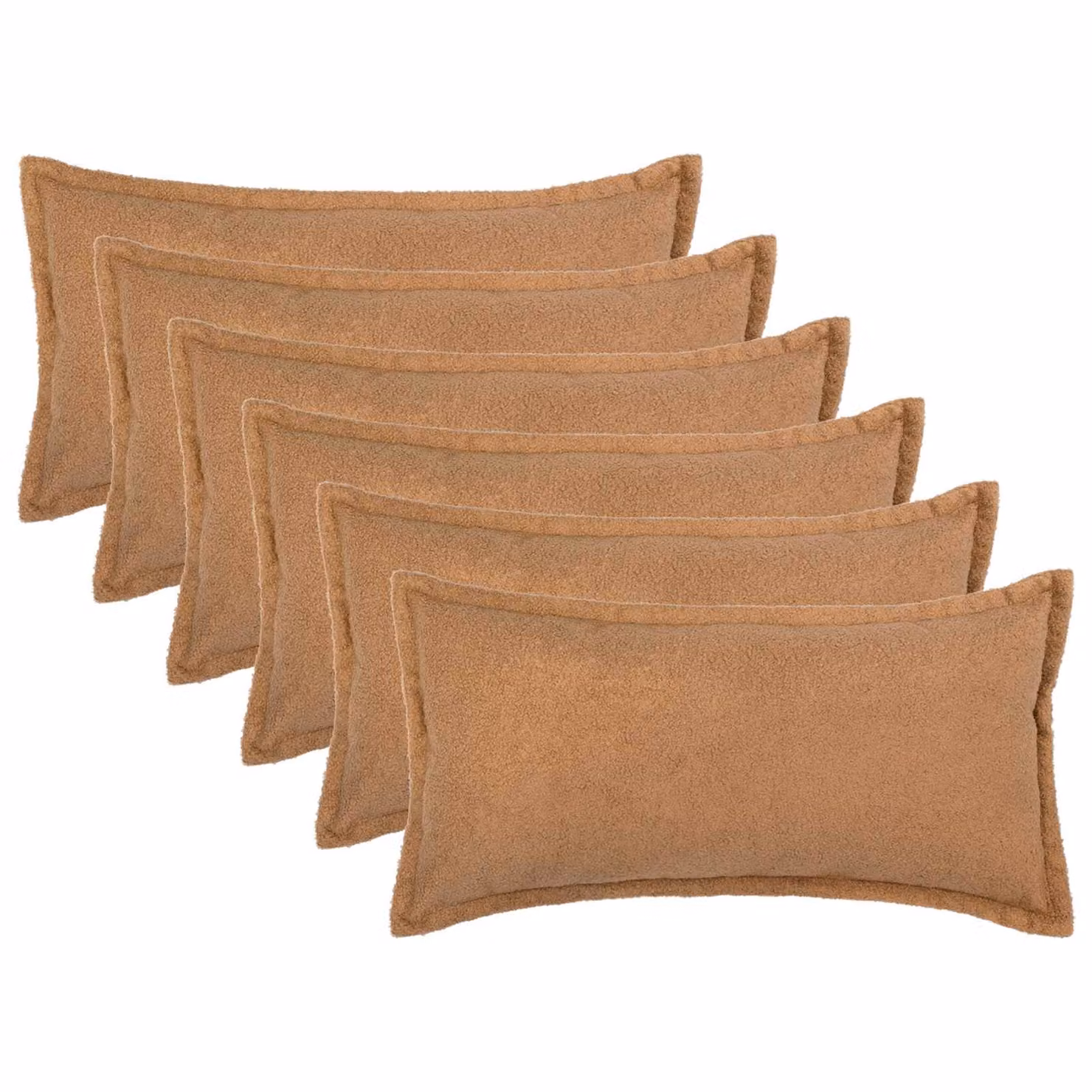 Set di 6 federe vidaXL HOUTEN in tessuto bouclé beige, L 70 x P 40 cm