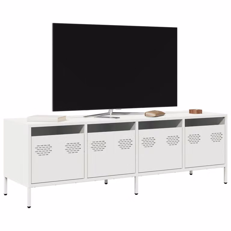 vidaXL Carrello Mobile per TV in Metallo Bianco L: 135 cm, P: 39 cm, H: 43,5 cm