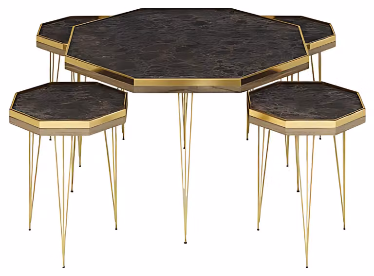 Modernes Wohnzimmer-Set Schwarz Edelstahl MDF Elegant