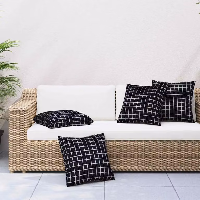 Set di 4 cuscini decorativi quadrati vidaXL in tessuto di poliestere, colore nero, L/P/H: 40 x 40 x 40 cm