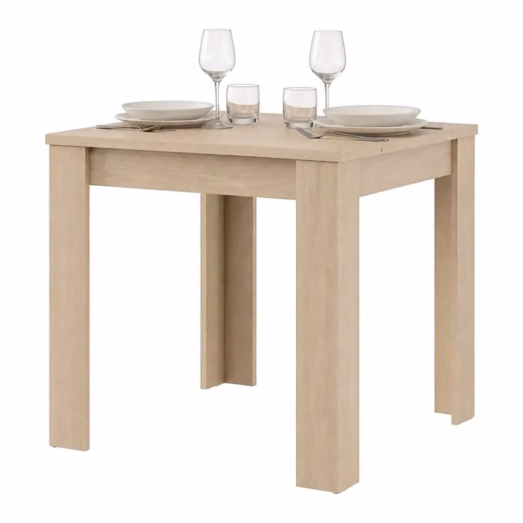 DMORA Tavolo da pranzo moderno a 4 posti in legno color rovere e beige, L/P/H: 80 x 80 x 76 cm – 2