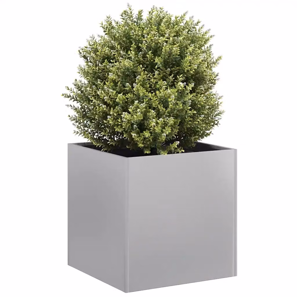 vidaXL Fioriera in Acciaio Zincato Grigio L/P/H: 40 x 40 x 40 cm