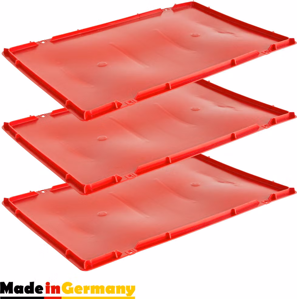 3 coperchi per Eurobox 40 x 60 cm Coperchio per cassetta della carne 40 x 60 cm Coperchio per cassetta della carne Coperchio per cassetta da macellaio Coperchio per cassetta impilabile Eurobox 40 x 60 cm Rosso Kingpower