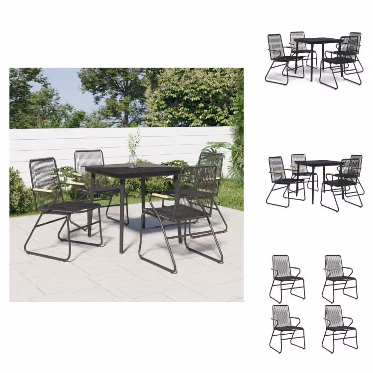 vidaXL Set da pranzo da giardino 5 pezzi in PVC rattan nero - Set di mobili da giardino