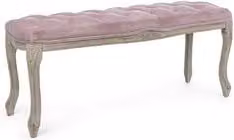 Panca imbottita ARIANNA in velluto rosa con gambe in legno stile classico Iperbriko