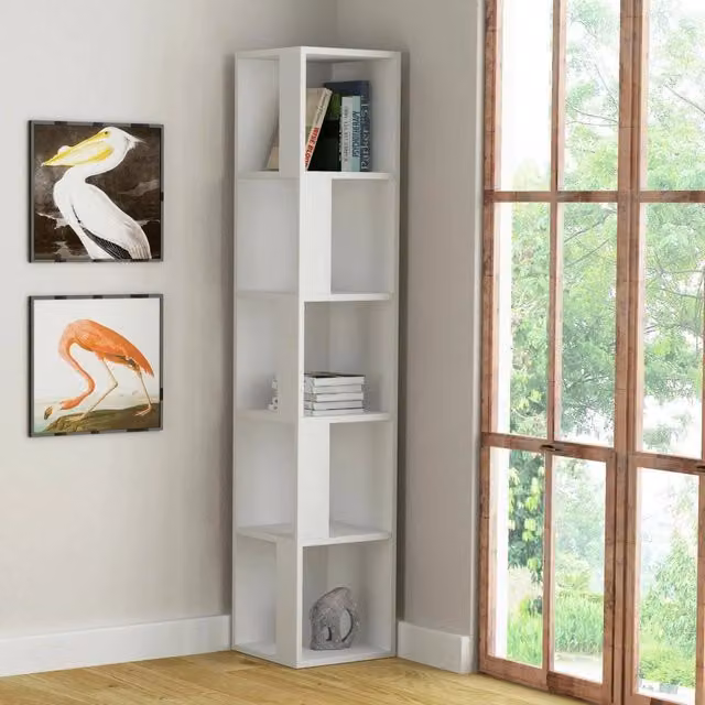 Libreria DMORA Herman con 4 ripiani, Bianco, L: 34 cm, P: 34 cm, H: 161 cm