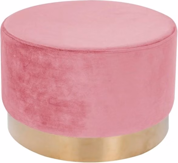 Pouf Rotondo Nano in Velluto Rosa Antico e Oro KENDRA HOME – 1