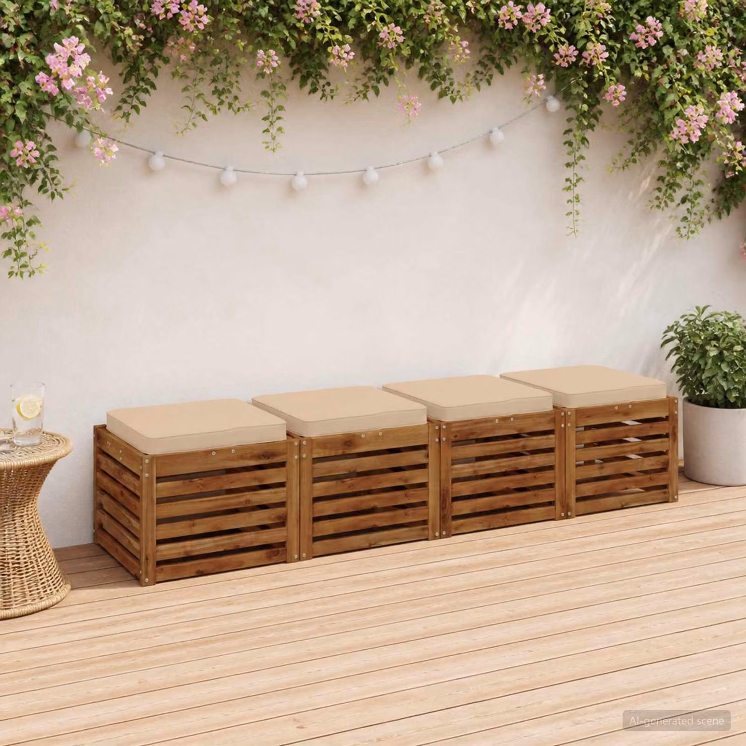 Set di 4 cuscini per sedia vidaXL VUGHT in poliestere, colore beige, design moderno e quadrato
