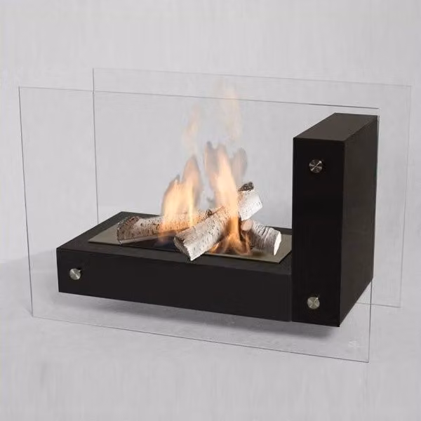 Biocamino da pavimento freestanding APO L GLASS OUTINFIRE colore Nero L/P/H: 60,5 x 40,5 x 26,0 cm