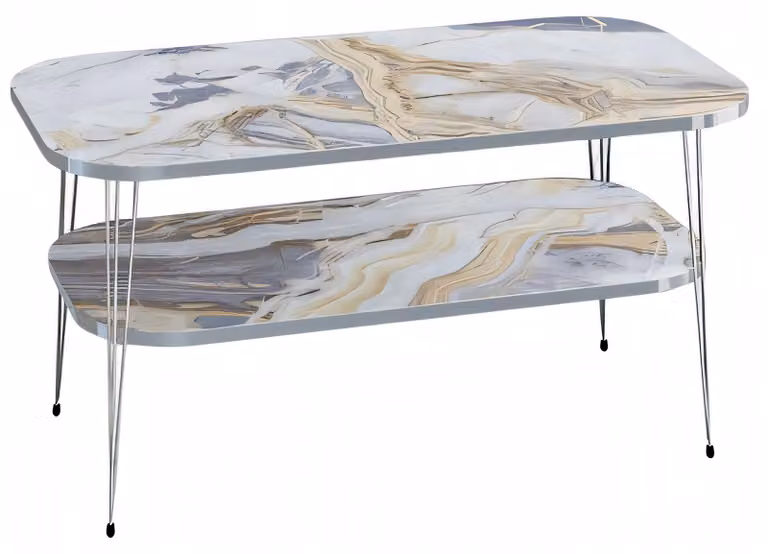 Moderner bunter Couchtisch aus Holz mit stilvollem Design