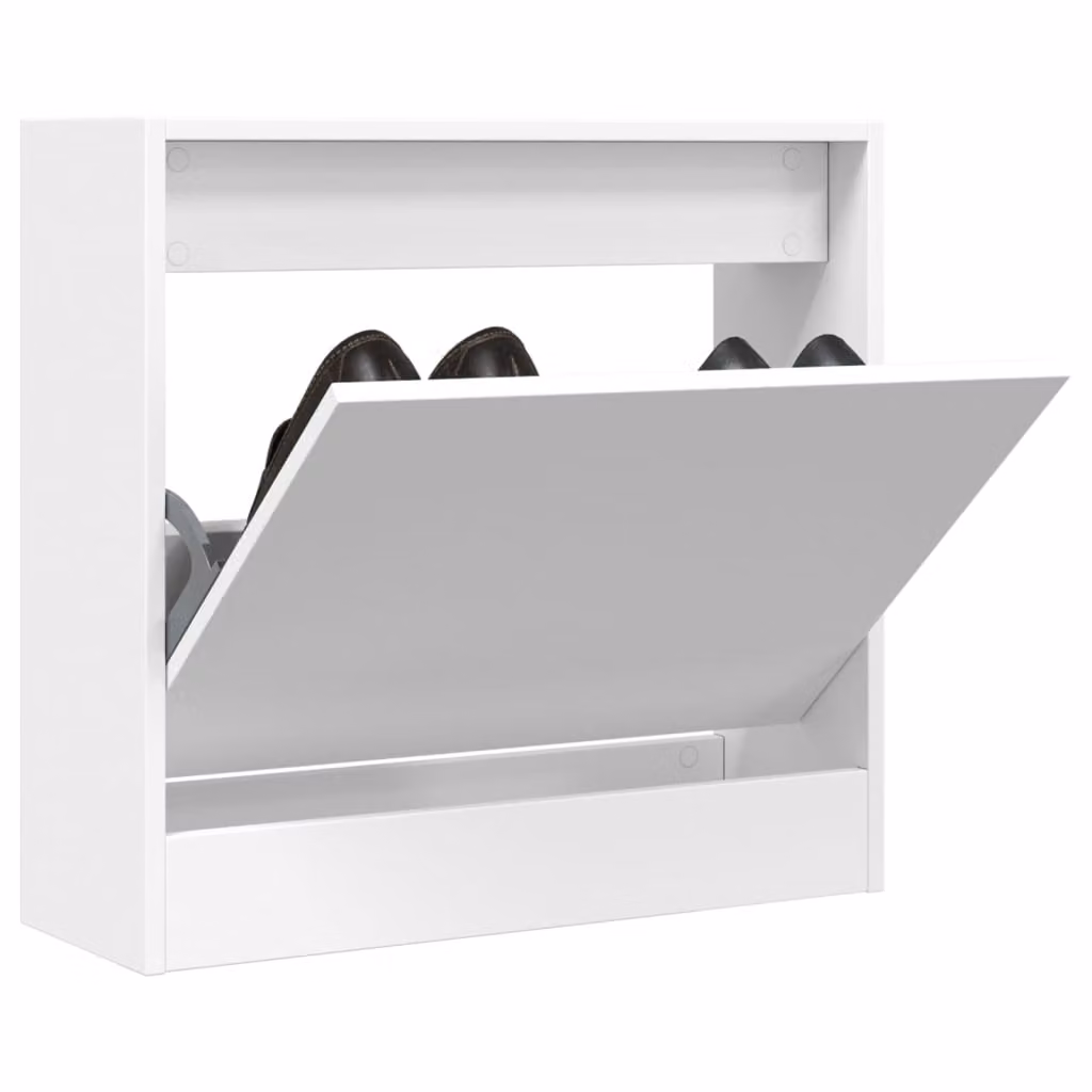 Scarpiera moderna vidaXL bianca in legno con ante a ribalta da appendere al muro L 60 x P 21 x H 57 cm