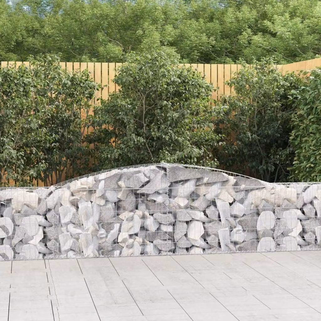 Set di 6 Cesti Gabbioni ad Arco vidaXL in Acciaio Zincato Grigio L: 400 cm, P: 30 cm, H: 60/80 cm