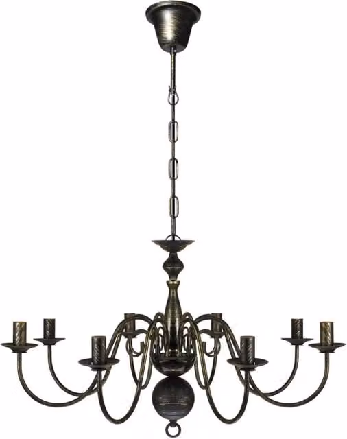 Lampadario a soffitto in metallo nero in stile antico con 8 lampadine E14 CFW7891954