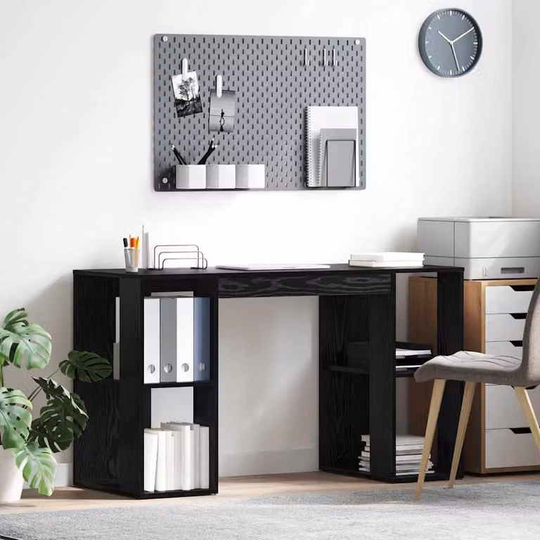 Maison Exclusive - Scrivania, finitura effetto legno nero rovere, realizzata in materiale composito